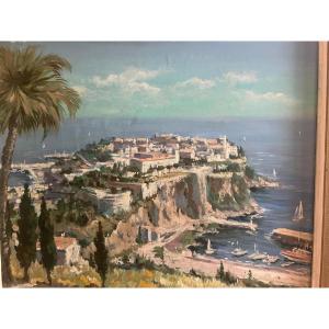 Tableau, Monaco, Baie De Monté Carlo, Signé L. Boyer.