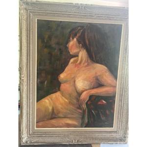 Painting Of A Nude Woman, Signed By Illegible Comic Book, Painted On The Back With A Portrait, Oil On Canvas. 
