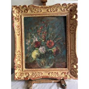 Painting Flowers In A Vase, Signed Robert Philipp. 1895 - 1981. Oil On Cardboard. 