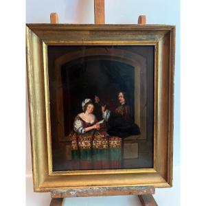 Tableau   Joueur de  Luth et femme  Lisant à la fenêtre 