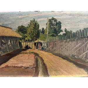 Tableau  Paysage Huile sur bois. 