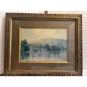 Illegible Signed Watercolor Painting Located In Laroque Les Ares - Lot.