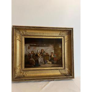 Seine Genre Painting Signed Illegible Monogram. 