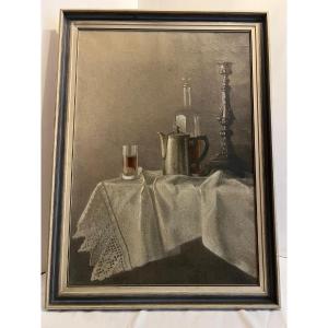 Russian Painting Signed Verso Still Life Oil On Canvas. 