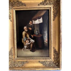 Dutch School Painting 19th Century Animated Interior Scene Beautiful Quality Period Frame Sheet Of