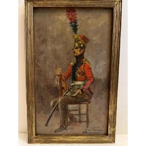 Painting Signed Desvarreux Raymond 1876-1961, Soldier. 
