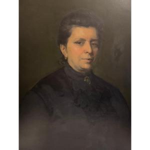 Painting Portrait Of A Woman, Clotilde Peutat Wife Of Druet Signed 1893, Jules Guillemin, Born 1866