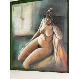 Painting Of A Nude Woman Pastel Signed Monique Blanchet Zeller.
