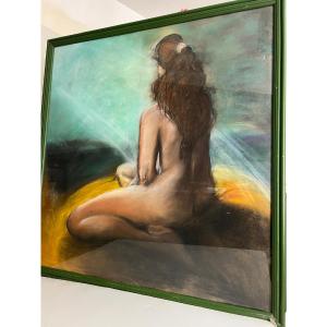Painting Of A Nude Woman Signed Monique Blanchet Zeller, Pastel 20th Century. 