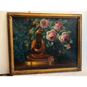 Tableau Nature morte au Bouda Signé Henri Fontaine 1887? Huile Sur Toile daté 1925, 