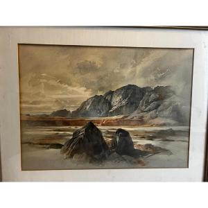 Tableau Mer de glace en Finlande aujourd'hui Russe aquarelle  dédicacé par le Peintre. 