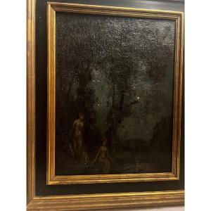 Painting "the Midnight Bath", Beautiful Quality, Oil On Canvas. 