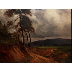 Painting Landscape Country Road Signed, Pierre Charles Becker, 1892-1934.