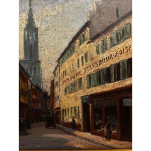 Tableau  ville de Strasbourg  Signé  ROTGE  PROSPER ,   1895- 1969
