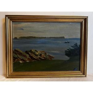 Seascape Painting, Signed With Monogram Bd, Oil On Paintable Board 