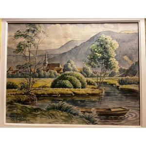 Landscape Painting, Located In Sewen, July 1968, Signed Charles Ringen Bach, 1904-1983.