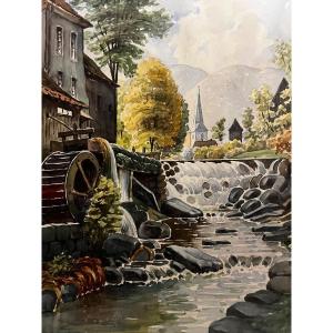 Landscape Painting Located Sewen Oet 63, Signed Charles Ringen Bach 1904-1983, Watercolor. 