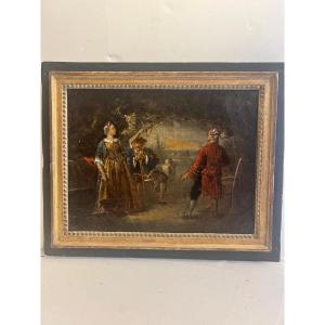 Tableau  Scène  de  genre  Signé  bas  Gauche Illisible cadre d'époque. 