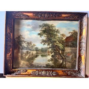 Tableau École Flamande Début 18 ème, Ev. Meindert Hobbema 1638-1709 Huile sur bois.