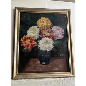 Tableau Signé Henri Marchal 1878-1942 Vase de Fleurs