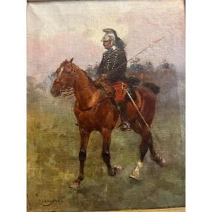 Signed Cusachs Josep 1851-1908 Horseman In Uniform Oil On Canvas.