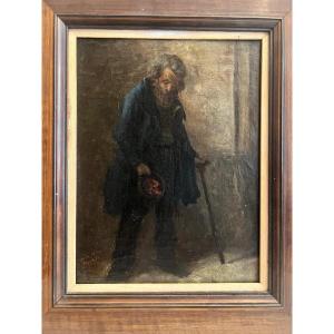 Signed Bastide, June 1830 Vieillard Demandant Une Faveur Oil On Canvas.
