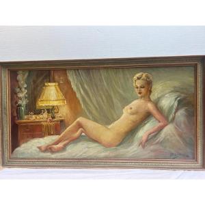 Tableau  Femme Nu Signé  Carlos  Cherubini  1897-1978  20 ème Huile sur toile 