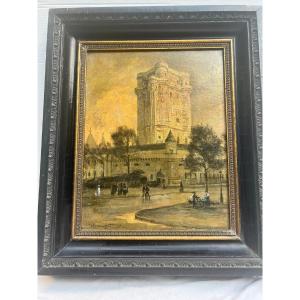Tableau  Place  de  Vincenne  Signé  Lesbroussart, Huile sur toile. 
