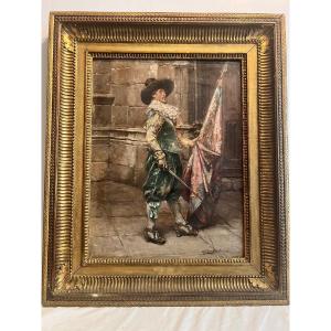 Painting Of A Man In A Cape And Sword, Signed By Alex Andreis, 1871–1939.