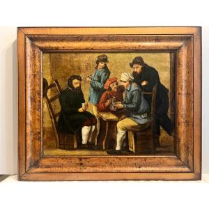 "the Card Players" Painting—a Beautiful Re-canvas Oil-on-canvas Painting In A Frame.