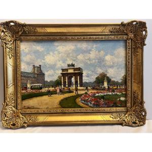 Painting: View Of The Place Du Carrousel In Paris. Signed By Henry Malfroy (1895–1944). Oil On Canvas.