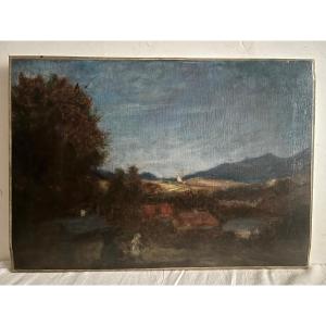 Painting: Landscape, Signed By Max Doerner (1870–1939), Oil On Canvas. 