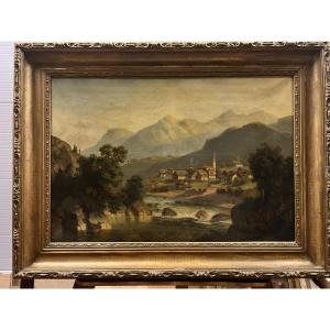 Painting: "german School In The Mountain Village Of Amsteg, Switzerland" By Ruth Janssen, Düsseldorf