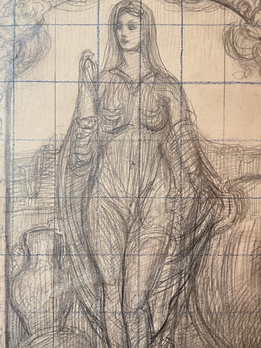 Drawing By Carlos Schwabe - Bather With Amphorae-photo-4