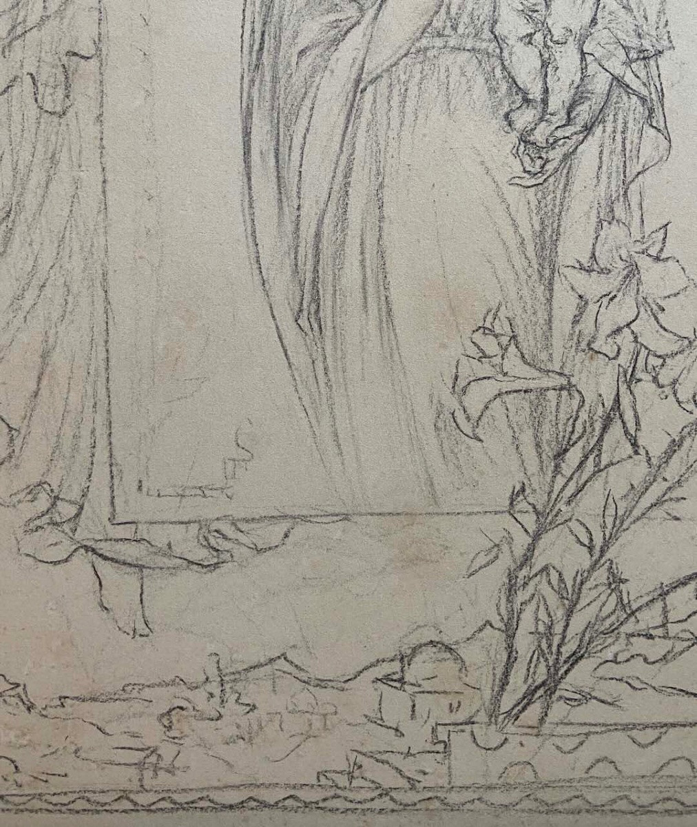 Drawing By Guillaume Dubufe - Frontispiece To The 'hours Of The Most Holy Virgin'-photo-4