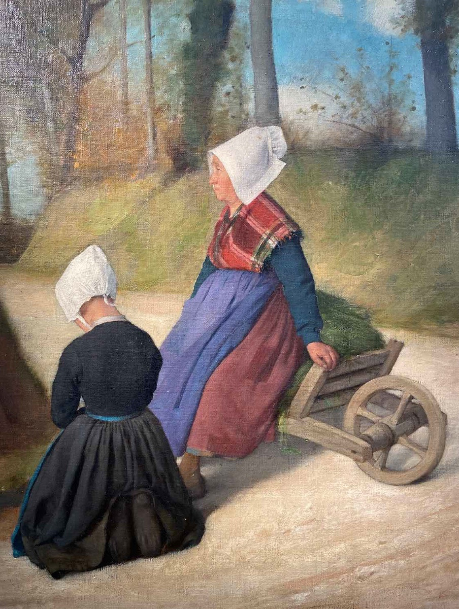 Tableau de Felix PESCADOR-SALDAÑA - Bretonnes devant la Croix-photo-3