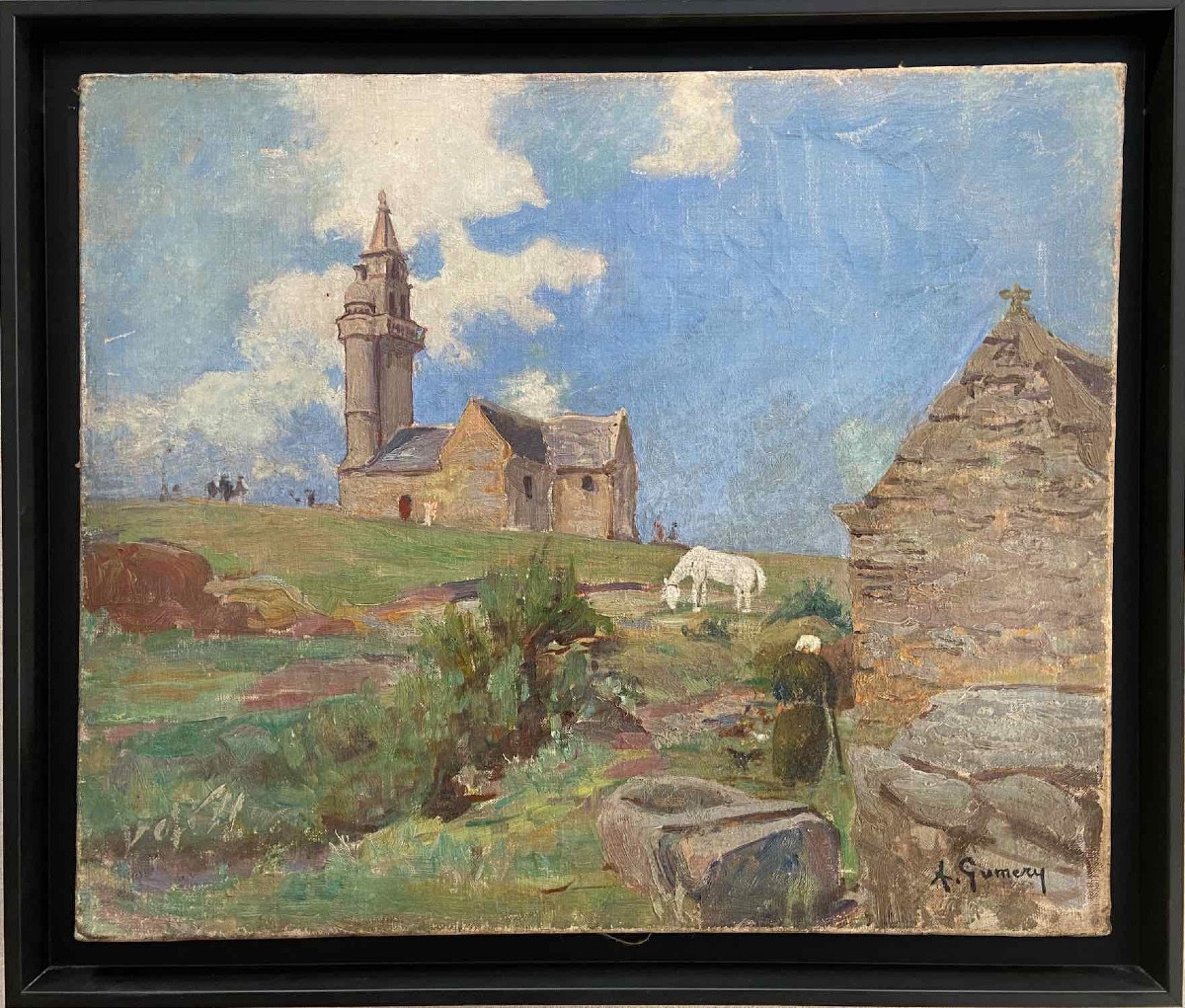 Painting By Adolphe Gumery - The Chapel Of Notre-dame De Callot In Carantec (finistère) 