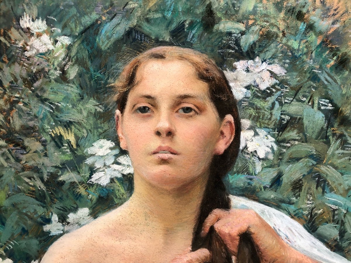 Camille Métra (XIX-XX Siècle) Femme à La Coiffe , 1900,  Art Nouveau -photo-3