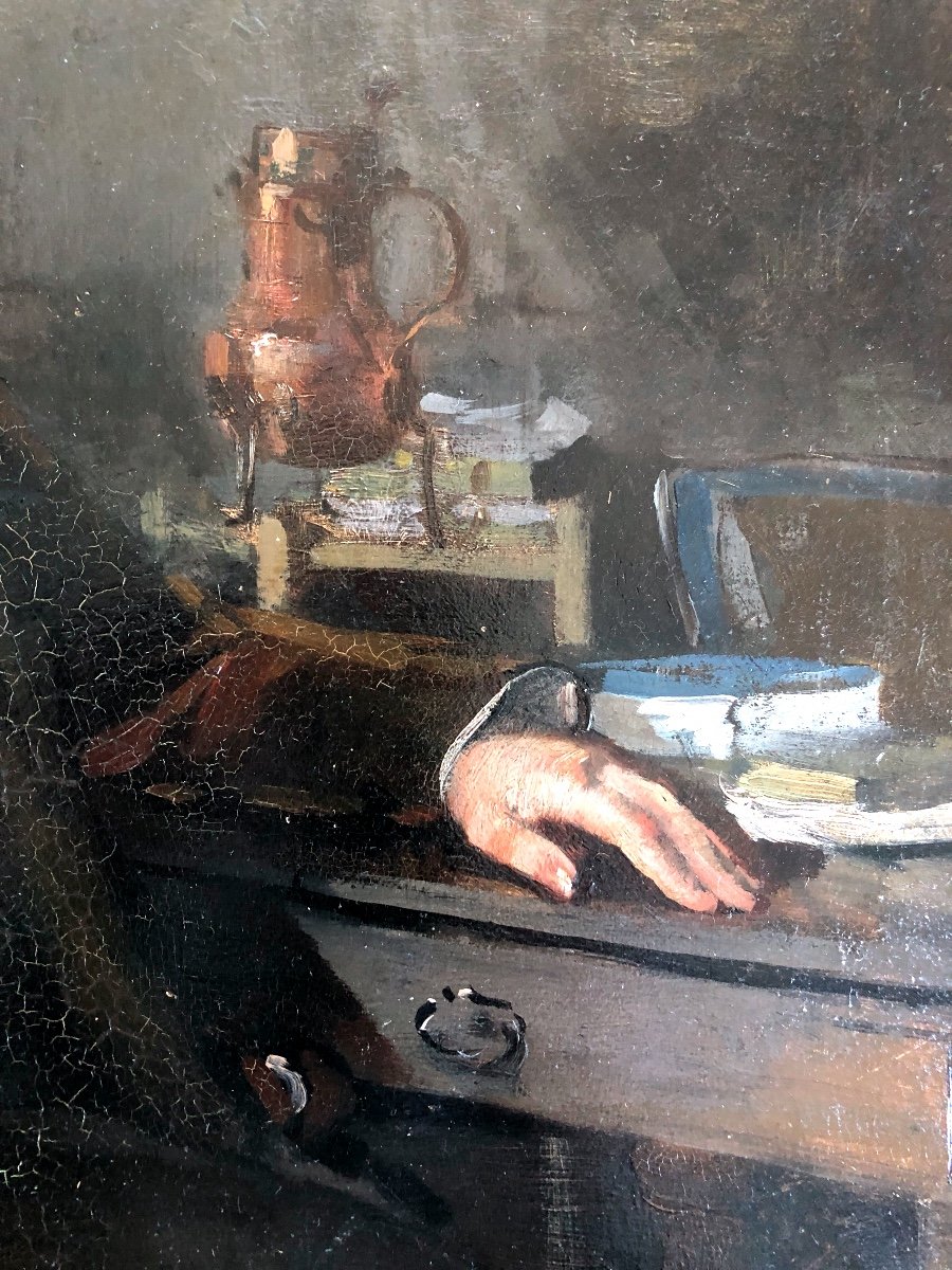 Rodolphe Piguet (1840-1915) Swiss Painter, Interior Scene Paris 1906, Geneva Museum-photo-3