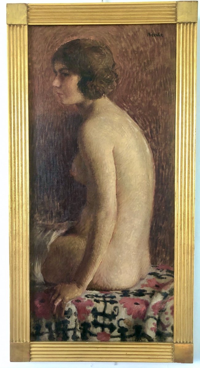 Henri Beecke (1877-1954) Très grand Portrait De Jeune Femme Assise  Art Nouveau, Art Déco-photo-5