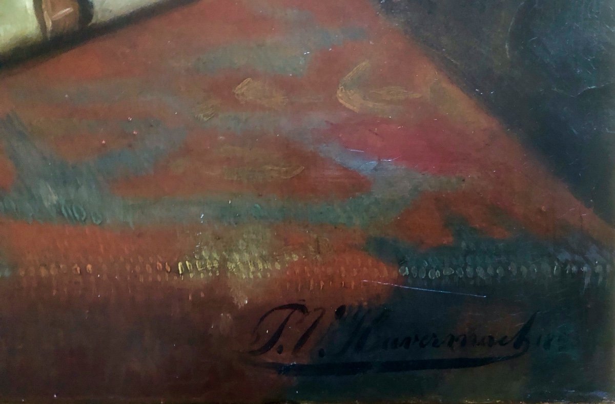 Piet Van HAVERMAET(1834-1897)grande Peinture, Memento Mori, Vanité 1853 -photo-2