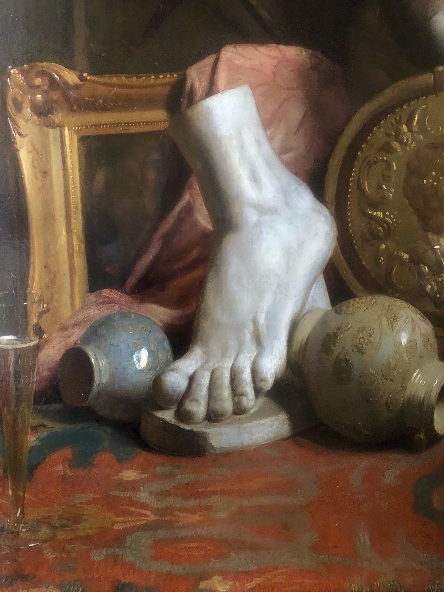Piet Van HAVERMAET(1834-1897)grande Peinture, Memento Mori, Vanité 1853 -photo-2