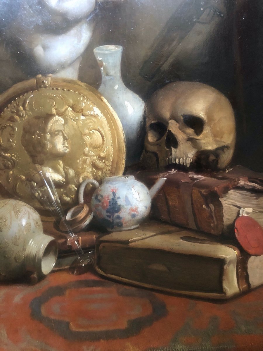 Piet Van HAVERMAET(1834-1897)grande Peinture, Memento Mori, Vanité 1853 -photo-7