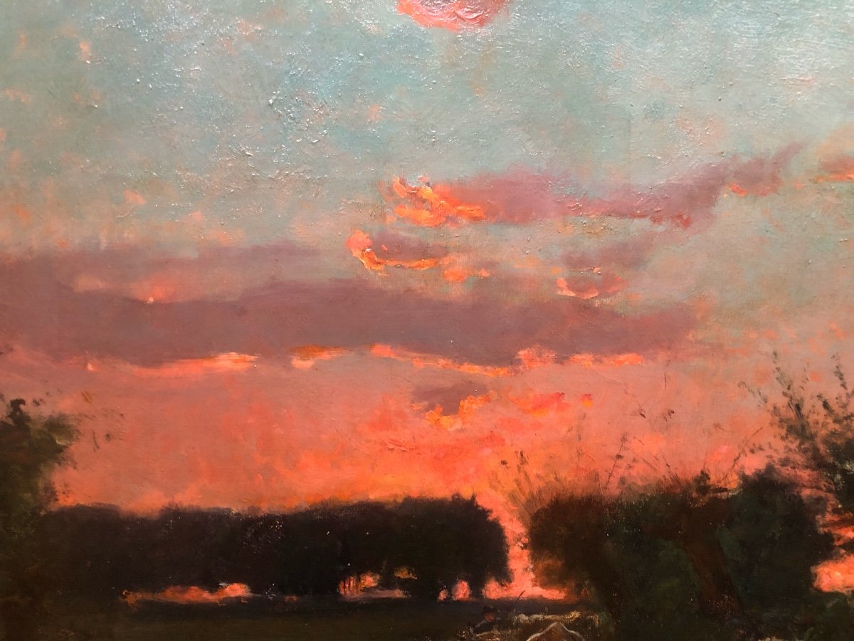 Louis Edouard Paul Fournier (1857-1917) Coucher De Soleil, Prix de Rome,  XIX Siècle-photo-2