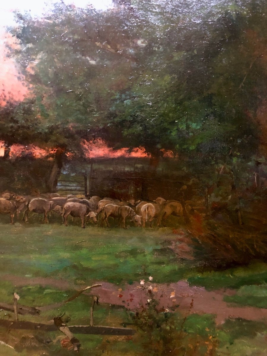Louis Edouard Paul Fournier (1857-1917) Coucher De Soleil, Prix de Rome,  XIX Siècle-photo-3