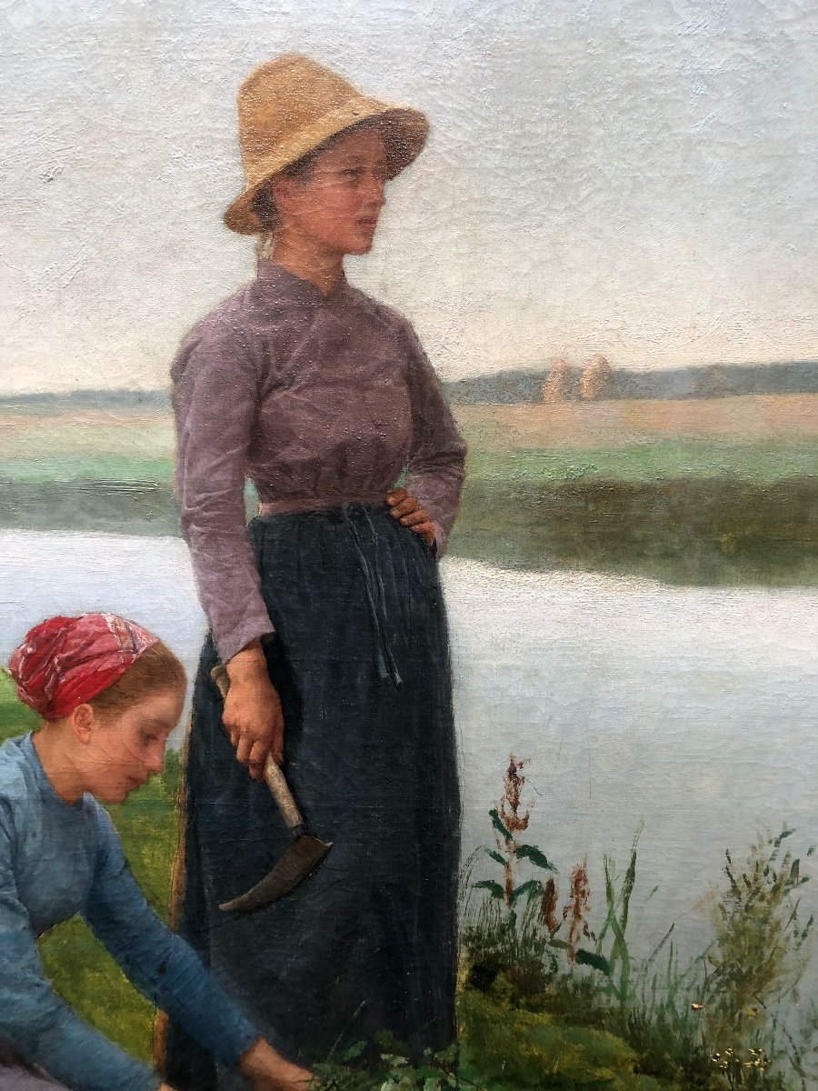 Philippe Parrot (1831-1894) Femmes Au Bord Du Fleuve 1887, Peintre Aux Musées-photo-1