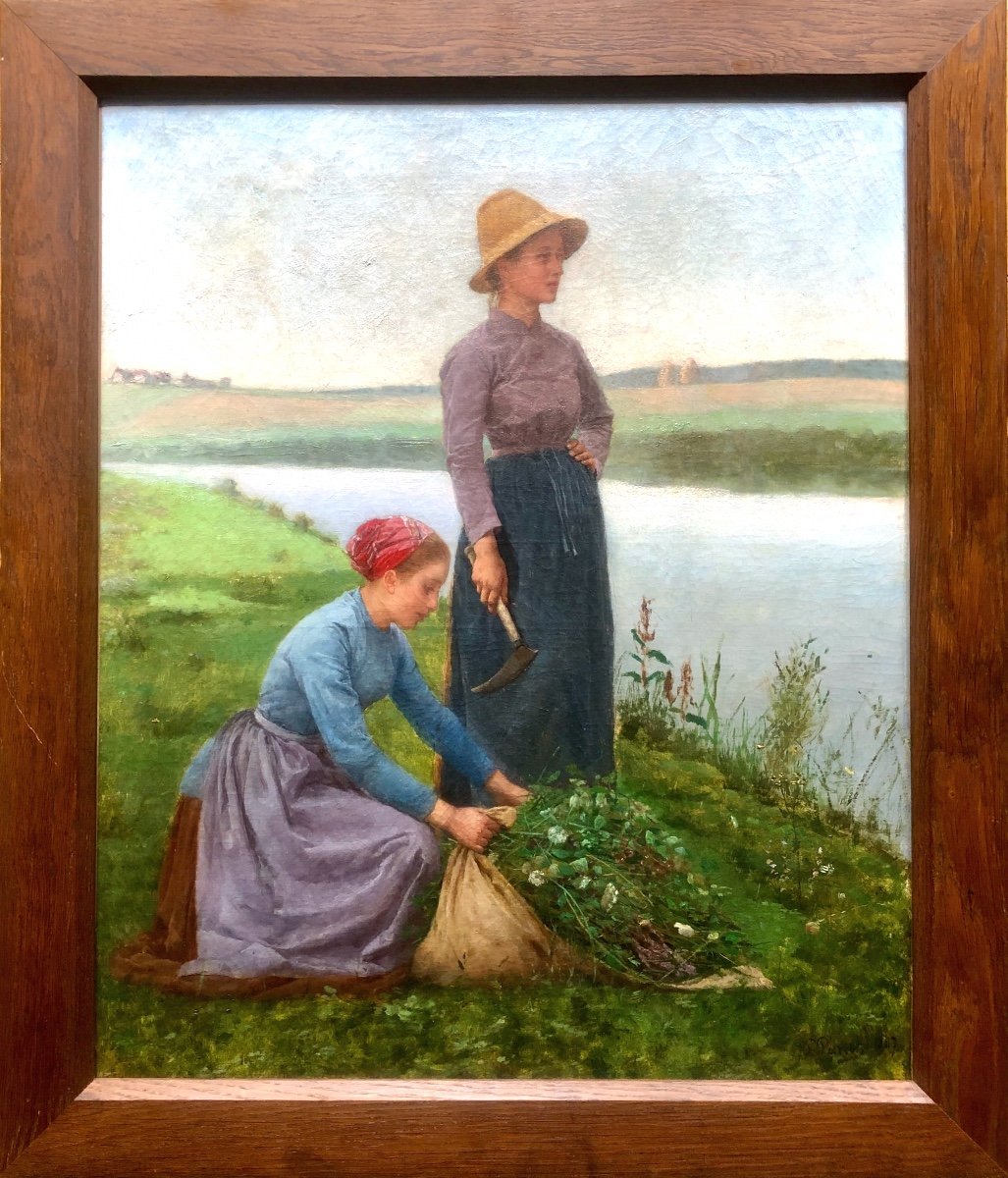 Philippe Parrot (1831-1894) Femmes Au Bord Du Fleuve 1887, Peintre Aux Musées
