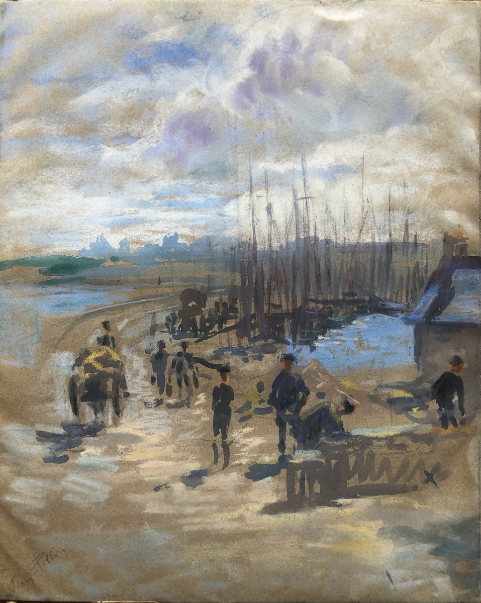 Josey  Pillon (1876- ?) Marine,  Art Déco-photo-2