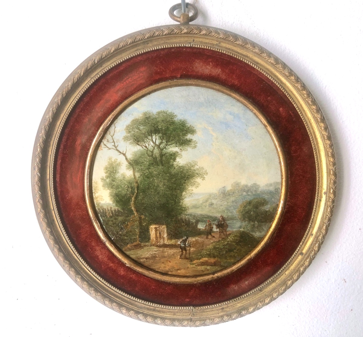 Ecole Française, Deux Paysages Miniatures XIX Siècle, Cadre En Cuivre 