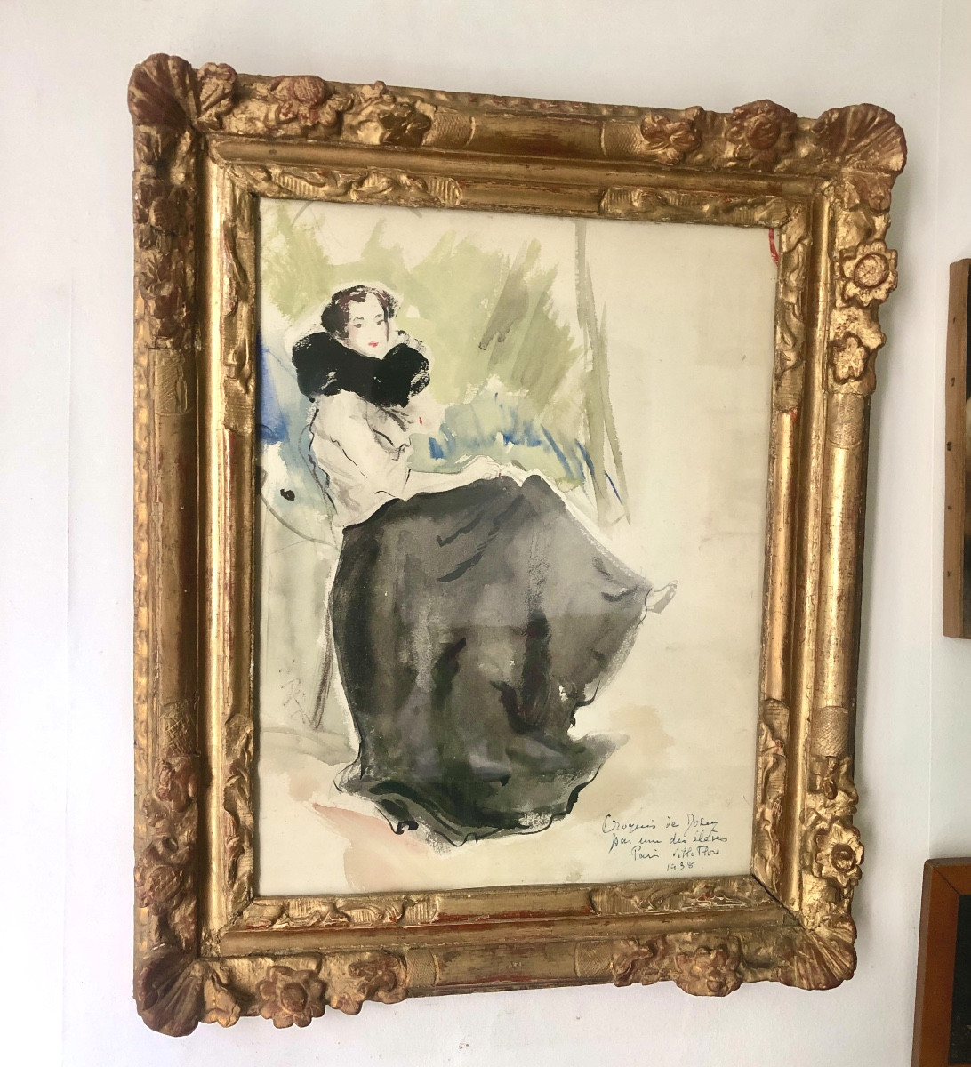 Josey  Pillon (1876- ?)  Femme Assise à Villa Flore 1938,  Art Déco-photo-4
